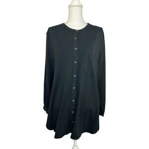 Lands' End Tencel Long Sleeve Shirt Button Up Black Size 2X 20W - 22W NWT